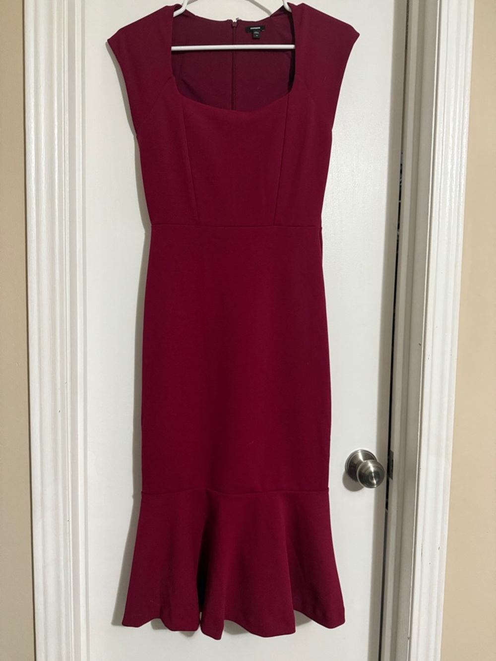 Express Wine Sleeveless Fitted Midi Dress